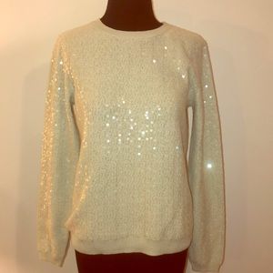 Alice & Olivia Sequin Meshed Pullover Sweater Med